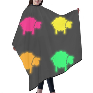 Personality  Black Sheep Four Color Glowing Neon Vector Icon Hair Cutting Cape