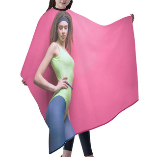 Personality  Woman In Fitness Clothing Hair Cutting Cape