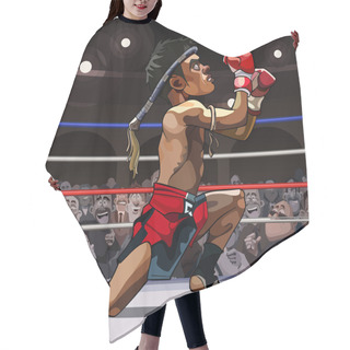 Personality  Cartoon Man Fighter Muay Thai In The Ring Hair Cutting Cape