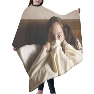 Personality  Frightened Woman In Bed Hair Cutting Cape