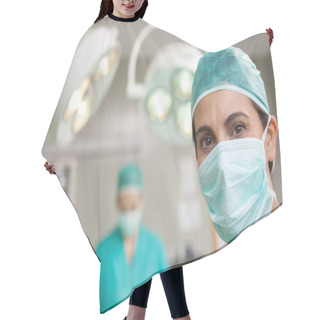 Personality  Surgeon Standing In Front Of A Colleague Hair Cutting Cape