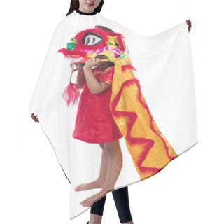 Personality  Asian Chinese Little Girl With Lion Dance Costume Hair Cutting Cape