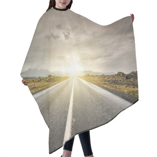 Personality  Empty Road With Cloudy Skies In Wild Iceland Hair Cutting Cape