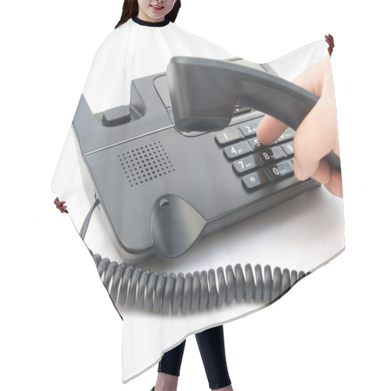 Personality  Man Dialing A Telephone With Clipping Path Hair Cutting Cape