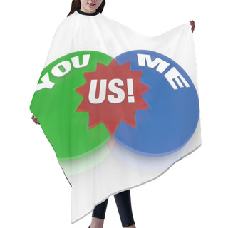 Personality  You Me Us - Venn Diagram Relationship Love Compatibility Hair Cutting Cape