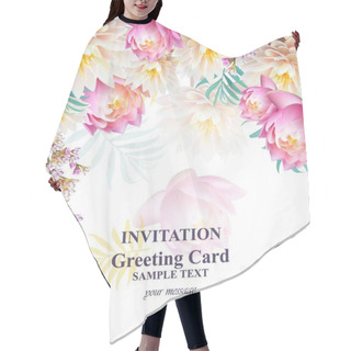 Personality  Invitation Or Greeting Card With Water Lily Flowers Vector Background Illustrations Hair Cutting Cape