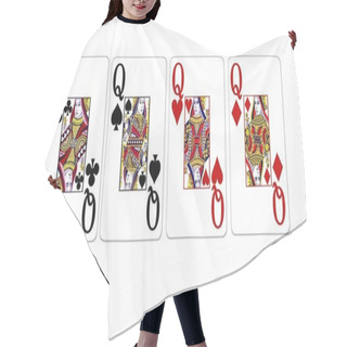 Personality  Poker Hand Quads Queens Hair Cutting Cape