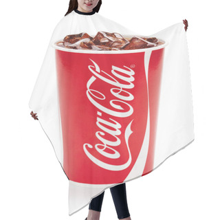 Personality  Coca-Cola With Ice Cubes In Original Cup. Hair Cutting Cape