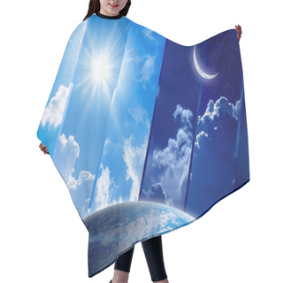 Personality  Global Weather Forecast Background, Day And Night, Sun And Moon Hair Cutting Cape