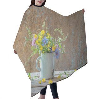 Personality  Summer Flowers In Old Cup On Wooden Background Hair Cutting Cape