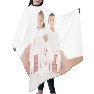 Personality  Paper Family In Hands Hair Cutting Cape