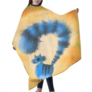 Personality  Funky Blue Cat With Mushroom In Mouth Hair Cutting Cape