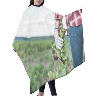 Personality  Farmer Holding Beets In Field Hair Cutting Cape