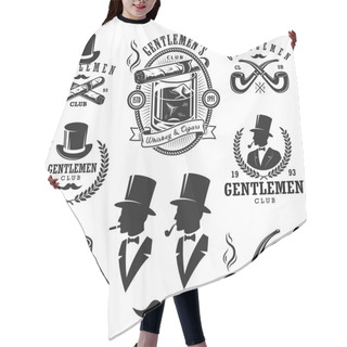 Personality  Set Of Vintage Gentlemen Emblems And Elements. Hair Cutting Cape