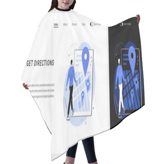 Personality  Get Directions Vector Concept Landing Page. Hair Cutting Cape