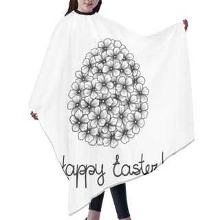 Personality  Beautiful Monochrome Black And White Easter Greeting Card With Flowers Graphics In The Form Of Eggs Hair Cutting Cape