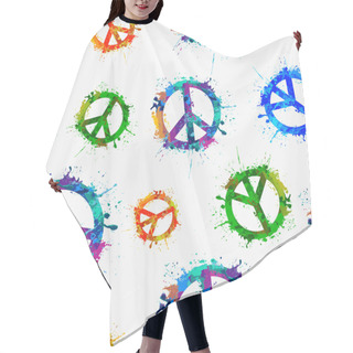 Personality  Vector Peace Symbol In Watercolor Splashes Hair Cutting Cape
