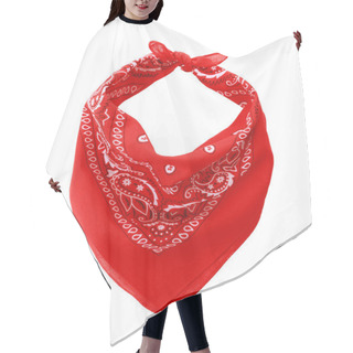 Personality  Tied Red Bandana With Paisley Pattern Isolated On White, Top View Hair Cutting Cape