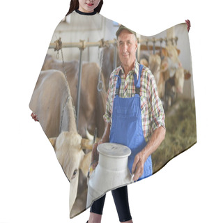 Personality  Farmer Is Working On The Organic Farm With Dairy Cows Hair Cutting Cape