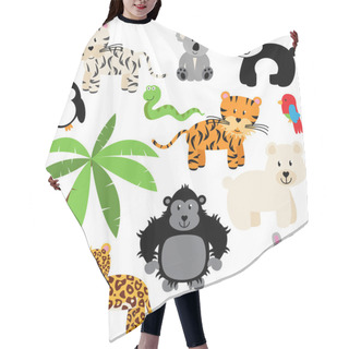 Personality  Vector Collection Of Cute Zoo, Jungle Or Wild Animals Hair Cutting Cape
