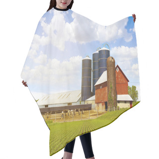 Personality  Red Dairy Farm With Sunny Sky Hair Cutting Cape