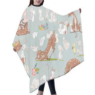 Personality  Cute Summer Deers With Hares Hair Cutting Cape