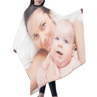 Personality  Mother And Baby On White Hair Cutting Cape