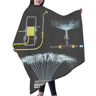 Personality  Set Of Vector Watering Equipment Hair Cutting Cape