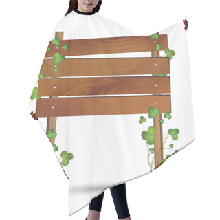 Personality  Illustration Of A Wooden Board Surrounded By Clovers Hair Cutting Cape