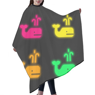 Personality  Blue Whale Four Color Glowing Neon Vector Icon Hair Cutting Cape
