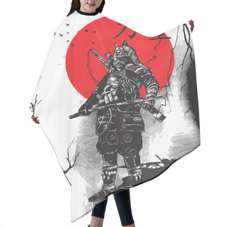 Personality  An Hand Drawn Vector From Japan Culture - Samurai, Shogun Hair Cutting Cape