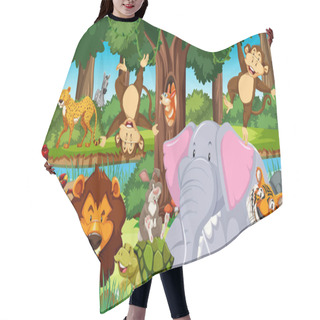 Personality  Wild Animals In The Jungle Illustration Hair Cutting Cape