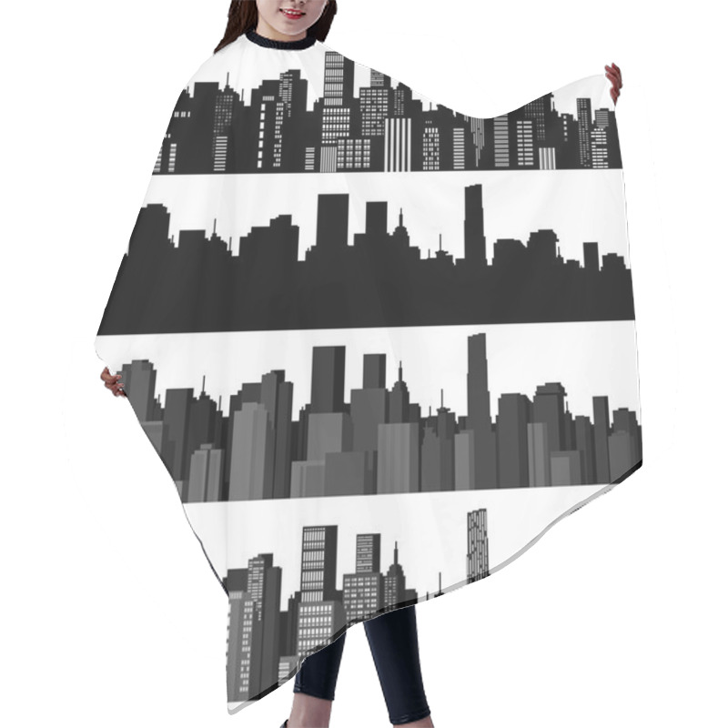 Personality  Set of vector cities silhouette hair cutting cape