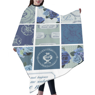 Personality  Parisian Themed Seamless Vector Foral Patterns And Icons. Hair Cutting Cape