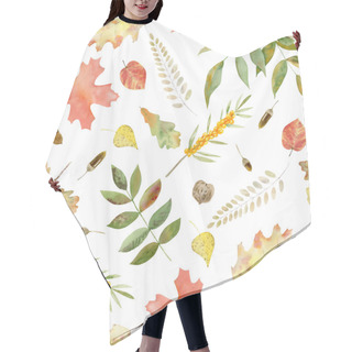 Personality  Hand Painted Watercolor Seamless Pattern Of Autumn Leaves Hair Cutting Cape
