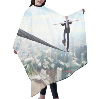 Personality  Business Man Balancing On The Rope Hair Cutting Cape