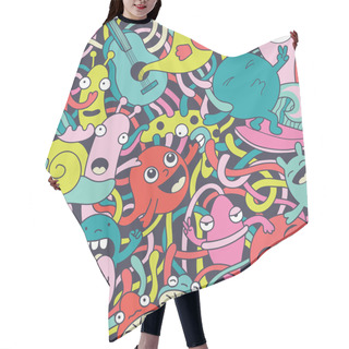 Personality  Funny Monsters Seamless Pattern Hair Cutting Cape