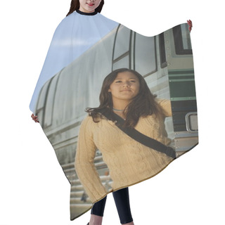 Personality  Woman On A Bus Hair Cutting Cape