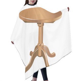 Personality  Antique Wooden Round Table Isolated On White Hair Cutting Cape