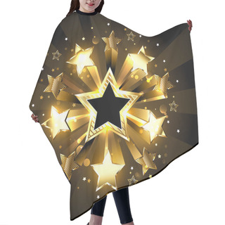 Personality  Explosion Of Golden, Sparkling Stars On A Black Background. Golden Star Hair Cutting Cape