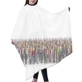 Personality  Crowd Of People In The Queue On A White Background. 3d Illustration Hair Cutting Cape