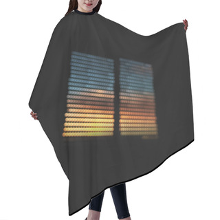 Personality  A Dark Room With A Window Showing Closed Blinds, Providing Privacy And Blocking Out Light. Ukraine Flag Hair Cutting Cape