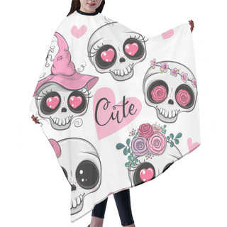 Personality  Cute Cartoon Skulls With Flowers And Hearts Hair Cutting Cape