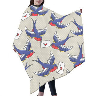 Personality  Old School Pattern With Birds And Letters Hair Cutting Cape