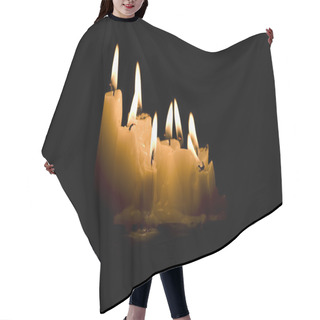 Personality  Group Of White Candles Burning In The Dark Hair Cutting Cape
