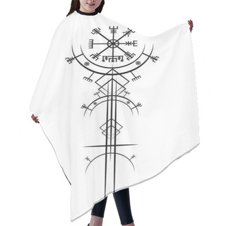 Personality  Magic Ancient Viking Art Deco, Vegvisir Magic Navigation Compass Ancient. The Vikings Used Many Symbols In Accordance To Norse Mythology, Widely Used In Viking Society. Logo Icon Wiccan Esoteric Sign Hair Cutting Cape