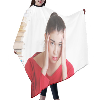 Personality  Sad Female Student With Learning Difficulties Hair Cutting Cape