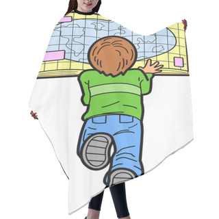 Personality  Boy Reading Map Hair Cutting Cape