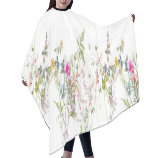 Personality  Watercolor Painting Of Leaf And Flowers, Seamless Pattern On White Background Hair Cutting Cape