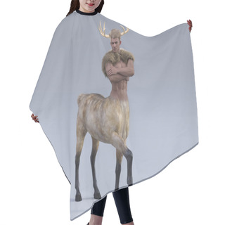 Personality  3D Rendering : A Portrait Of The Handsome Male Centaur Posing His Body With The Studio Background, Centaur Breed Hybrid With Deer Horn Hair Cutting Cape